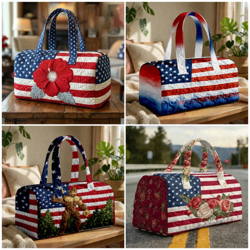 American Flag Quilted Duffle Bag - MiamiTeenyWeenyBikini.Com.