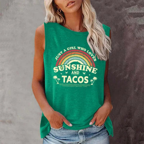 Just A Girl Who Loves Sunshine and Tacos Top - MiamiTeenyWeenyBikini.Com