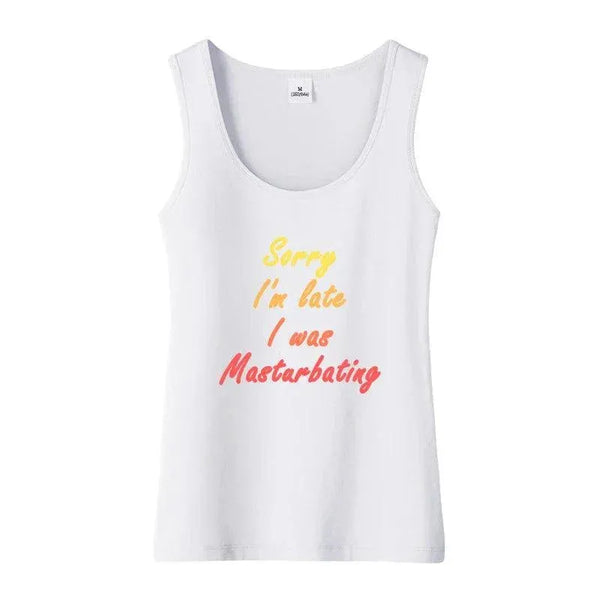 Sorry I'm Late I Was Masturbating Tank Top - MMiamiTeenyWeenyBikini.Com