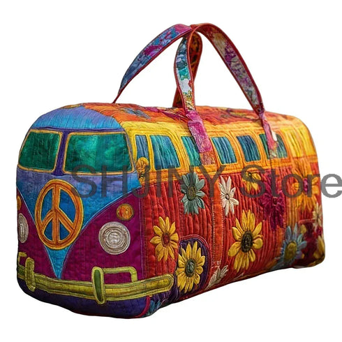 Men's 2026 Camping Trailer Quilted Duffle Bag Unisex Casual Daypack Women Weekender Travel Handbag