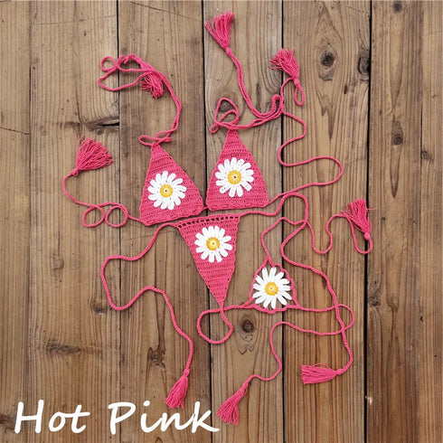 Handmade Crochet Sunflower Bikini Set - MiamiTeenyWeenyBikini.Com