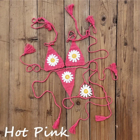 Handmade Crochet Sunflower Bikini Set - MiamiTeenyWeenyBikini.Com