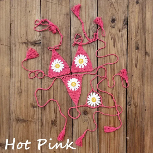 Handmade Crochet Sunflower Bikini Set - MiamiTeenyWeenyBikini.Com
