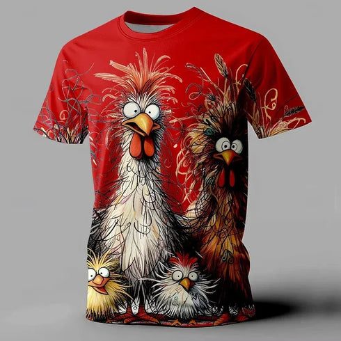 Rooster 3D Print Short Sleeve T-Shirt - MiamiTeenyWeenyBikini.Com