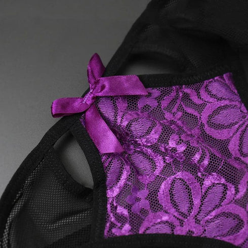Floral Lace Open Crotch Panties