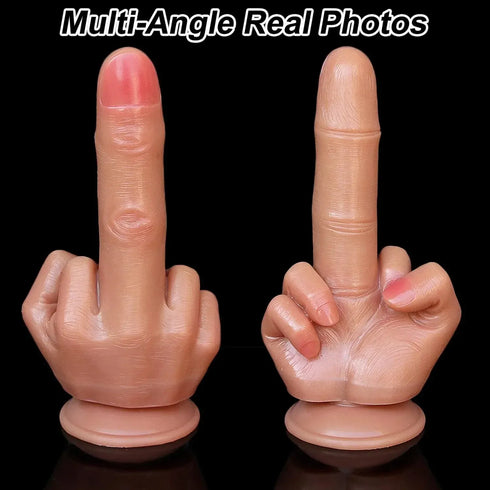 Middle Finger Suction Cup Dildo - MiamiTeenyWeenyBikini.Com