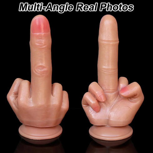 Middle Finger Suction Cup Dildo - MiamiTeenyWeenyBikini.Com