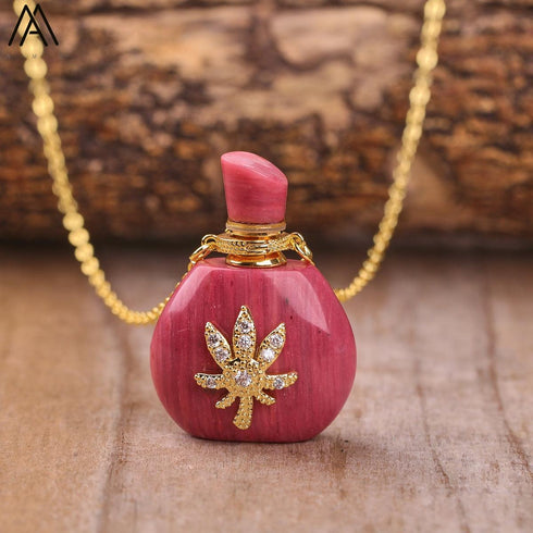 Natural Roses Amethyst Crystal Perfume Pendant