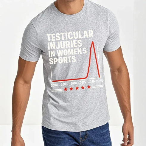 Men's Testicular Injury in Women's Sports Chart Tee - MiamiTeenyWeenyBikini.Com
