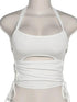 Sleeveless Bandage Halter Tank Top - MiamiTeenyWeenyBikini.Com