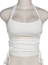 Sleeveless Bandage Halter Tank Top - MiamiTeenyWeenyBikini.Com
