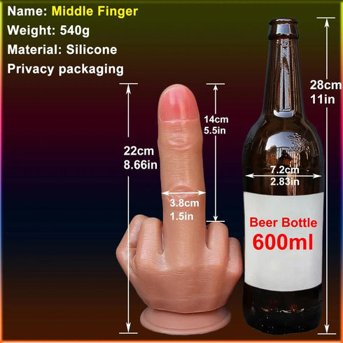 Middle Finger Suction Cup Dildo - MiamiTeenyWeenyBikini.Com