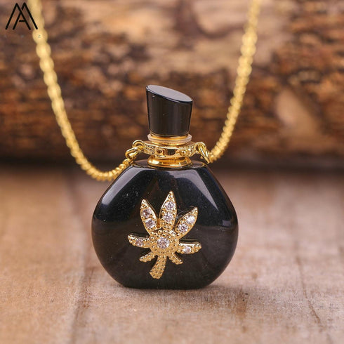 Natural Roses Amethyst Crystal Perfume Pendant