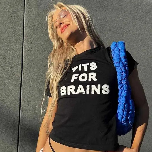 Tits For Brains Tee - MiamiTeenyWeenyBikini.Com
