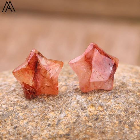 Natural Stone Star Stud Earrings