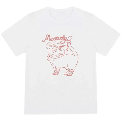 Meowdy Cowboy Cat T-Shirt - MiamiTeenyWeenyBikini.Com