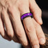 Purple Abalone Shell Inlay Men's Stainless Steel Ring - MiamiTeenyWeenyBikini.Com