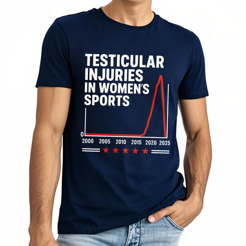 Men's Testicular Injury in Women's Sports Chart Tee - MiamiTeenyWeenyBikini.Com