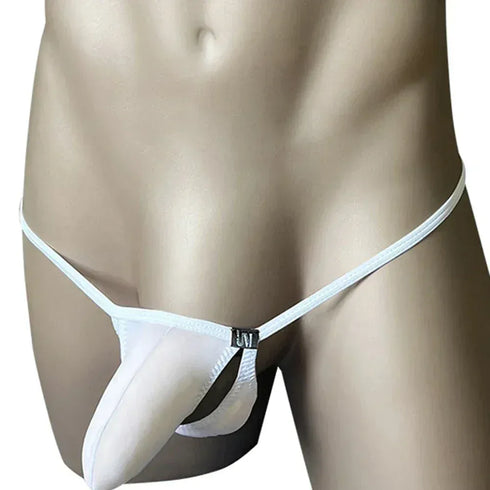 Men’s Hollow Split Thong with Bulge Pouch – Low Waist Erotic G-String Underwear - MiamiTeenyWeenyBikini.Com