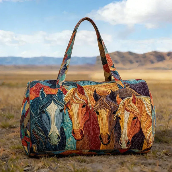 Boho Western Horse Quilted Duffle Bag - MiamiTeenyWeenyBikini.Com.