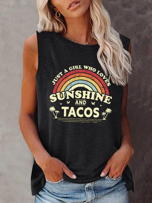 Just A Girl Who Loves Sunshine and Tacos Top - MiamiTeenyWeenyBikini.Com