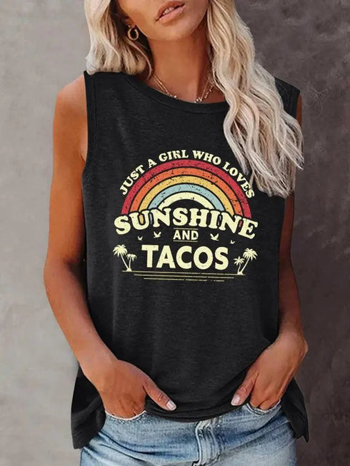 Just A Girl Who Loves Sunshine and Tacos Top - MiamiTeenyWeenyBikini.Com