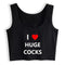 I Love Hugh Cocks Crop Top - MiamiTeenyWeenyBikini.Com