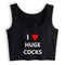 I Love Hugh Cocks Crop Top - MiamiTeenyWeenyBikini.Com