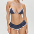 Lace-up Halter Neck Frill Trim Padded Bra + Thong Skirt Swimsuit - MiamiTeenyWeenyBikini.Com