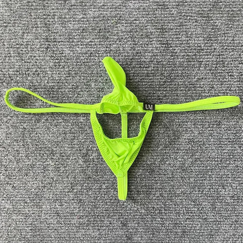 Men’s Hollow Split Thong with Bulge Pouch – Low Waist Erotic G-String Underwear - MiamiTeenyWeenyBikini.Com
