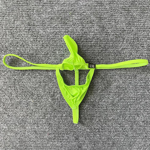 Men’s Hollow Split Thong with Bulge Pouch – Low Waist Erotic G-String Underwear - MiamiTeenyWeenyBikini.Com