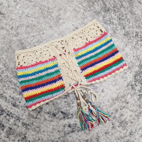 Rainbow Tube Bikini Crochet Lace Top