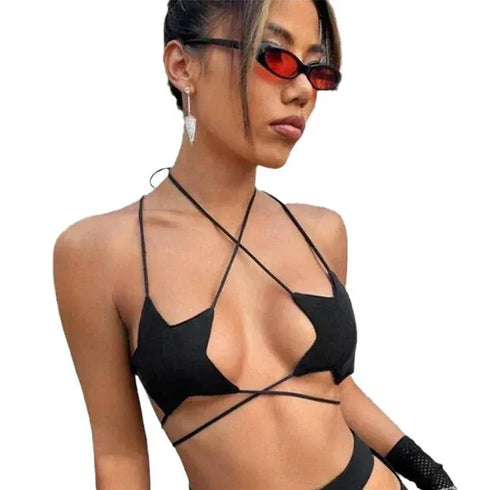 Drawstring Gothic Five Pointed Star Top - MiamiTeenyWeenyBikini.Com