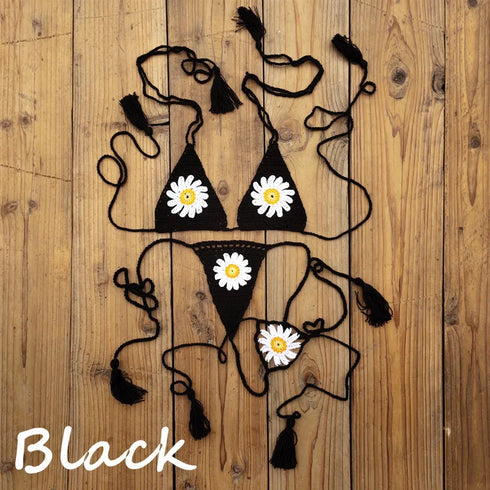 Handmade Crochet Sunflower Bikini Set - MiamiTeenyWeenyBikini.Com