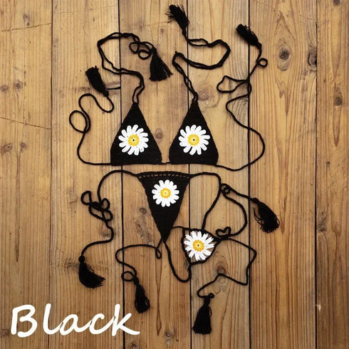 Handmade Crochet Sunflower Bikini Set - MiamiTeenyWeenyBikini.Com