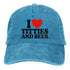 I Love Titties And Beer Denim Baseball Cap - MiamiTeenyWeenyBikini.Com