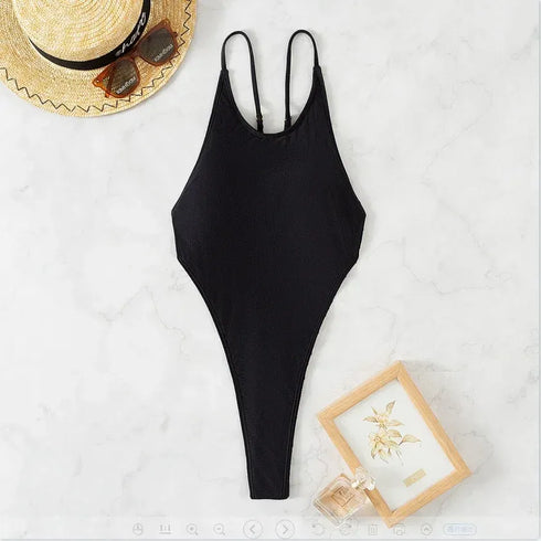 Black Backless Thong Swimsuit - MiamiTeenyWeenyBikini.Com