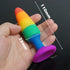 Rainbow Silicone Suction Butt Plug - MiamiTeenyWeenyBikini.Com