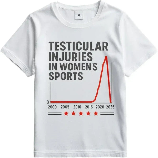 Men's Testicular Injury in Women's Sports Chart Tee - MiamiTeenyWeenyBikini.Com