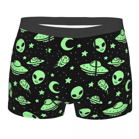 Green Alien UFO Moon Briefs