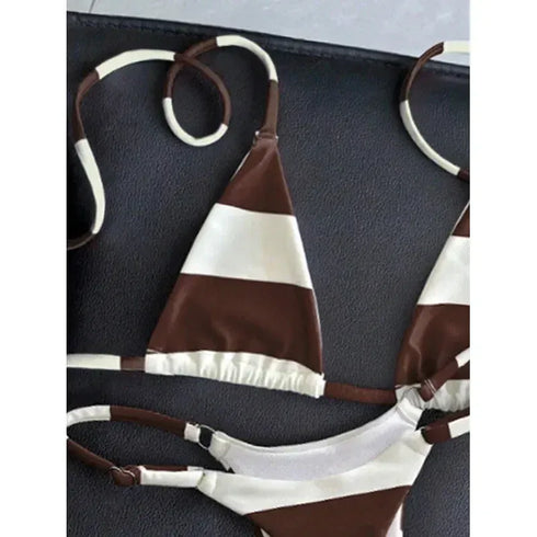 Stripe Brazilian Bikini Set - MiamiTeenyWeenyBikini.Com