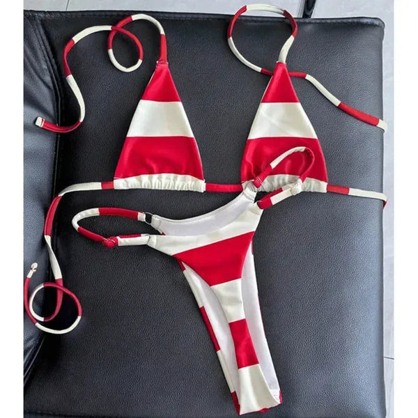 Stripe Brazilian Bikini Set - MiamiTeenyWeenyBikini.Com