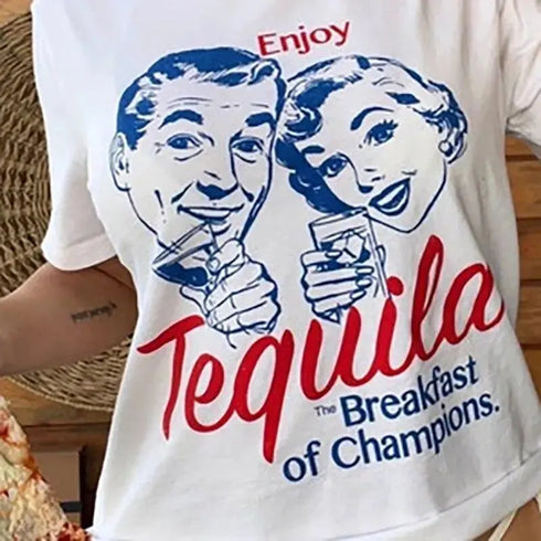 Enjoy Tequila Retro Graphic Tee - MiamiTeenyWeenyBikini.Com