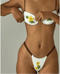 Flower Print Thong Bikini Set