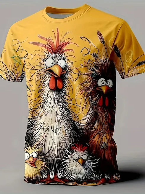 Rooster 3D Print Short Sleeve T-Shirt - MiamiTeenyWeenyBikini.Com