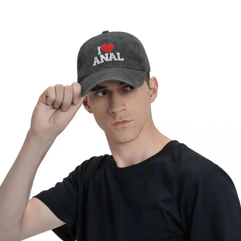 I Love ANAL Denim Baseball Cap - MiamiteenyWeenyBikini.Com