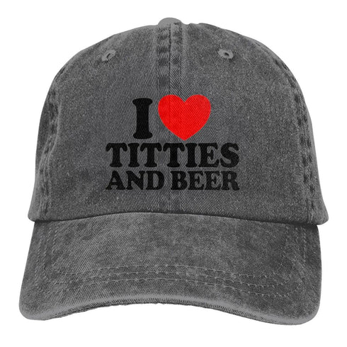 I Love Titties And Beer Denim Baseball Cap