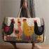 GF Funny Art Chicken Print Quilted Duffle Bag Bohemian Style 2026 Personalized Custom Travel Tote Women Men Weekender Bag - MiamiTeenyWeenyBikini.Com