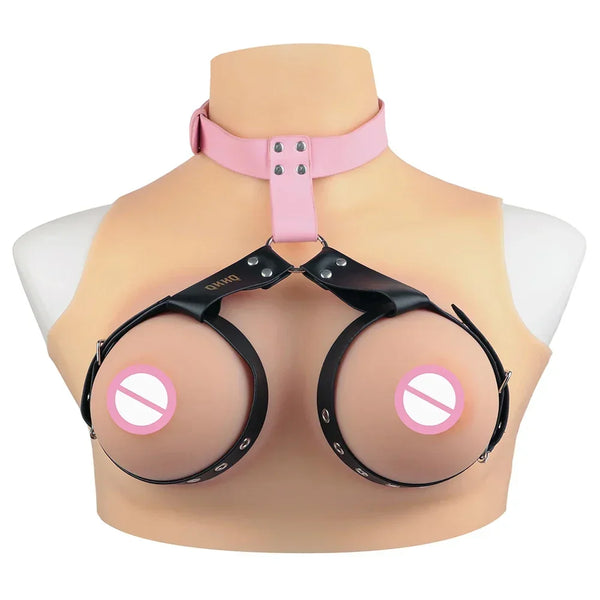 PU Leather Bra Adjustable Breast Binder - MiamiTeenyWeenyBikini.Com