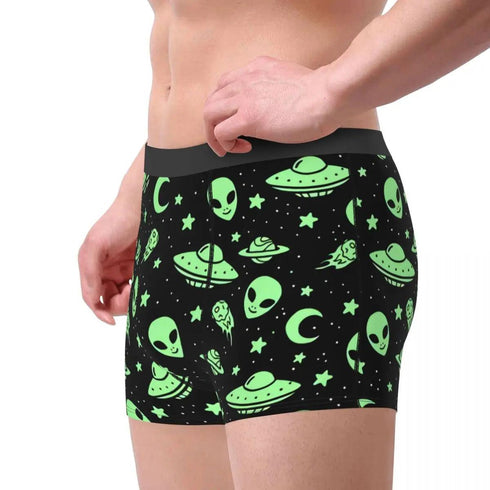 Green Alien UFO Moon Briefs